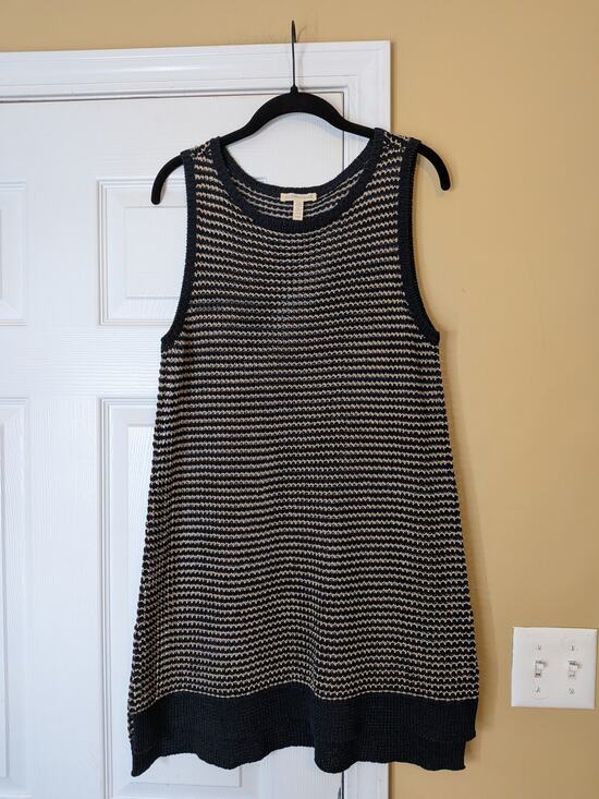 Eileen Fisher Dresses & Skirts - Eileen Fisher Organic Cotton Linen Open-Knit Striped Shift Dress Size Medium
